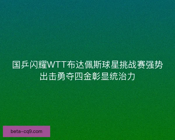 国乒闪耀WTT布达佩斯球星挑战赛强势出击勇夺四金彰显统治力